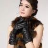 Nowa moda plisowana oryginalne rękawiczki skórzane owczesko -skórzane kobiety Kobiety cienkie ciepłe rękawiczki rowerowe Guantes Invierno