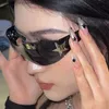 Zonnebrillen 2024 STAR RIMLOSE Y2K Womens Fashion Mens Trend 2000 Punk Gotic Glasses Shadow Oculos de Sol Q240425