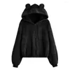 Women's Hoodies Cute Plush Bear Ear Hooded Coat Cardigan Suitable For Weather Cooling