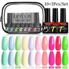 Nail Polish LILYCUTE 10PCS Gel Nail Polish Set With Base Top Coat Nail Art Macaron Series Vernis Semi Permanent UV Nail Gel Manicure Set Y240425