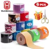 PADS Worthdefence 6pcs Cinesiologia Tape Athletic Recovery Tapes elásticas Gym Fitness Bandage Jiont Suporte