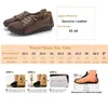 Casual Shoes Big Size (35-44) Women Genuine Leather Flats Retro Ladies Plain Toe Lace-up Moccasins Sneaker