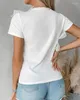 Women's T Shirts 2024 Summer Fashion Sheer Mesh Patch Ruffle Hem Casual Round Neck Plain Short Sleeve Daily T-Shirt Top