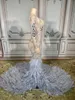 Luxe Sparkly Feather Tail Dress Women Evening Prom Celebrity Party Birthday Wear Singer Stage kostuum trouwjurk 240422