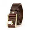 2024 Luxury Mens Top Quality Cow Skin Belts Mens Casual Retro Cowhide Leather Cover Brass Pin Buckle Belt for Men 3.8cm 240415