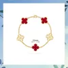 Top Grade Luxury Vancleff Designer bracelet Golden Clover Five Flower Bracelet Female CNC Button Head Thick Gold Electroplated White Fritillaria