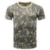 Taktiska T-shirts Mens Sports T-shirt Taktisk sommar Militärkamouflage T-shirt Snabbtorkning Kort ärm O-Neck Top vandring Hunting Battle T-shirt 240426