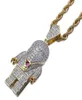 Hip Hop Street Fashion Iced Out Gold Color Plated Spaceman Necklace Micro Pave Zircon Astronaut Pendant Necklace for Men Women4059586