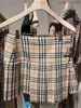 الأصلي 1TO1 Buurberlyes Designer Compley Classic Plaid Fashion Skirt High Weist Aline Skirt فستان منقوش عالي الجودة مع شعار أصلي