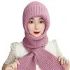 Boinas Mujeres Gat de invierno Balaclava Combo Combo suave y cálido tibio de cabeza a prueba de viento para damas envoltura de cuello de bufanda