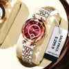 Luxur Designer Diamond Watch for Women High Quality Quartz Datum armbandsur rostfritt stål rosguldrem