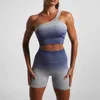 Kvinnors träningsdräkter Gradient Yoga Shorts Lämpliga för kvinnors träning Gym Hög elasticitet Set Yoga Set Running Tight Fiting Fitness Clothing Sports BH 240424