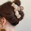 クランプ色のニット女性ヘアクリップヴィンテージボウグラブグラブフランスのエレガントなサメクリップ韓国の女の子のヘアアクセサリー女性ヘアピンY240425