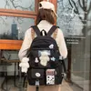Sırt çantası sevimli kadınlar su geçirmez büyük kapasiteli naylon kolej okul çantası kadın dizüstü bilgisayar bayan kız seyahat kawaii kara kitap çantaları