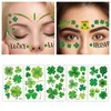 Tatuaż Transfer St Patrick S Day Shamrock Leaf Skin Tattoo Tattoo Naklejka Tymczasowa wodoodporna irlandzka St Patricks Day Party False Tattoo Clover Coin 240427