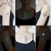 Tatuaż Transfer Butterfly Pióro Niebiesle świetliste tatuaż naklejka Tymczasowa wodoodporna Arm Body Art Fake Tattoos Women Makeup Festival Akcesoria 240426