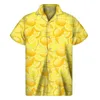 Camisetas casuais masculinas da KF02 Camisa Lemão 3D Men Summer Vacation Plants Tropical Plantas gráficas Mangas curtas de lapela Hawaiian Button Aloha Blouse 240424