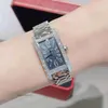 Quadri funzionanti orologi automatici carri armati carter 18k platino backet diamante rettangolare quarzo orologio da donna