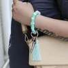 Keychains Portable Wristlet Keychain Armband w/ Tassel Keyring Unique Key Ring Smycken Bangle Holder Bag Charm för Women House Keys Girl