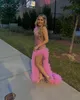 EBI 2024 Aso Pink Mermaid Prom jurk kristallen Luxe avond formeel feest tweede receptie