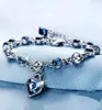 925 braccialetto di zaffiro in argento sterling per donne romantiche a forma di cuore blu gioielleria pulseira femminina kehribar bizuteria bracciale Y5387947