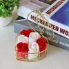Fleurs décoratives Rose Soap Flower Gift Boîte artificielle roses parfumées de pétale or couleur fer panier de la Saint-Valentin pour la fête de la Saint-Valentin anniversaire