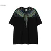 Chaopai Mb Short Sleeve Gradient Colorful Wing T-shirt for Men and Women Couples Black White Feather Half Tee RKCV