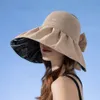 8242 Czarna guma Big EAF Hat Ochrona przeciwsłoneczna moda Koreańska wersja Bow Fisherman Hat Summ