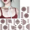 PCDJ Tattoo Transfer Henna Tattoo Brown Red Tattoo Sticker Temporary Fake Tattoo Lace Floral Totem Temporary Waterproof Body Art Long Lasting Sticker 240427