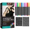 Tattoo Transfer temporärer Tattoo-Stift mit Tattoo-Schablonen Tattoo Set Hautfreundlich 10 Zählpackungen verschiedener Farben leicht zu reinigen für Frauen Männer 240426