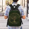 Backpack Green en Gold Life Travel Women Men School Laptop Bookbag Vikings Yggdrasil College Student Daypack Bags