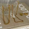 Brins 18 carats en acier IP en or 18 km chaîne cubaine épaisse courte courte et potelle collier de chaîne de serpent à double couches Miami 240424