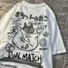 Camisetas para hombres Camiseta de dibujos animados de mujer linda 2024 Summer Harajuku Kawaii Cat Tallado de manga corta CALLE CALLE Y2K TOP Q240426