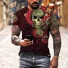 Męskie koszulki Summer Trend Harajuku Mexican Aztec Quetzon Mens Casual T-Shirt Street Fashion Classic Retro O-Neck Loose Senior 3D Printed Top Q240426