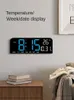 Schreibtischtischuhren große digitale Wandtakttemperatur und Datum der Datumswoche Nachtmodus Tabelle Wecker 12/24H Elektronische LED -Uhr Timing -Funcy