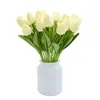 20pcs PU Foam Tulip Bouquet Fake Flower para decoração de casamento DIY Home Artificial Flower Decor Simulação Tulipa 240415