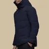 Projektant kanadyjskiej kurtki pucha mężczyzna Mężczyźni grube kurtki para czarnego kamuflażu na zewnątrz z kapturem gęsi zimowy płaszcz zimowy