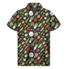 Men's Casual Shirts Creative Vegetable Pattern Shirt Men Clothes 3D Print Hawaiian Summer Button Short Sleeve Tops Loose Lapel Aloha Blouse