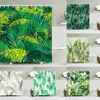 Duschvorhänge grüne Blätter pflanzliche Palmblattmuster Badevorhang Wasserdichte Stoff Dusche Vorhänge 180x180 cm Badewanne für Badezimmerdekoration