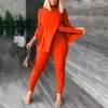 Women's Two Piece Pants Autumn Winter Fashion Casual Two Piece Set Women Solid Color Long Slve Split Tshirt Leggings Two Piece Pant Suit Women Y240426