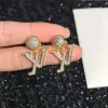 Błyszczący glamour diamond Studs dla kobiet najlepsze 18 -karne złotą literę nurkowatą kolczyki projektant biżuterii kolczyki ślubne biżuteria ślubna dobre prezenty Walentynki mają pudełko pudełko