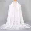 Châles de dentelle bords écharpe hijab femme simple maxi châle fleur fleur blanc mousse de coton doux hijabs écharpe catholique voile camarade d240426