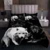 Set Wolf Printed Bedding Set Twin Size for Kids Boys Bedroom, Misty Bed Däcke Cover Set, Comfer Cover Wild Animals Decor 3 Pieces