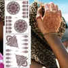 Tattoo -overdracht Nieuw ontwerp Brown henna tatoeages voor vrouwen Flower Mandala Mehndi Sticker voor hand waterdichte tattoo nep Hena Tatoo 240426