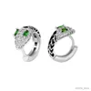 Stud Fashion Luxury Boucle d'oreilles de cerceau de serpent zircon en verdure verte pour femmes