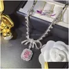 Zestawy biżuterii ślubnej 2024 INS TOP SPRZEDAŻ Luksus 925 Sterling Sier Fill Radiant kształt Pink Topaz CZ Diamond Dangle Kolczyki Kobiety Penda Dhtdf