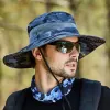 アクセサリー夏の男性通気性太陽の帽子屋外旅行釣りハイキングハット日焼け止め漁師バケツハットワイドブリム男性キャップUV保護