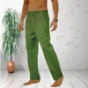 Mens katoenen linnen broek mannelijke lente zomer los ademende vaste kleur hennep broek fitness streetwear maat s-4XL 240420