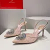 2024 New Rene Caovilla Sandals Women 7.5 سم كعب عالية المصمم ديكور كريستال ديكورز غير رسمي