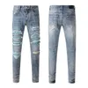 Heren Designer Jeans voor heren Skinny Jeans Man Pant High Street Hole Star Patch Dames Hole Star Borduurpaneel Paneel Paneel Stretch Slim-Fit broek Zwart denim broek